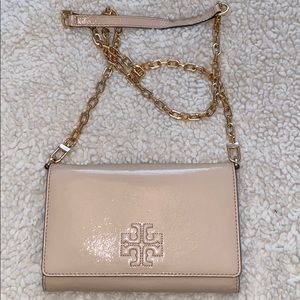 Tory Burch Charlie Nude Patent Leather Crossbody
